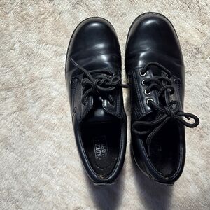 Faded Glory Black Leather Lace-Up Sneakers Size7